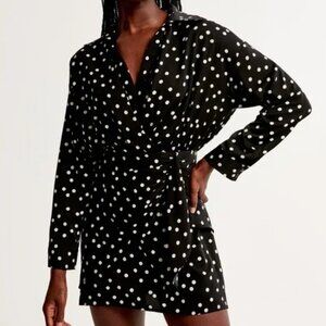 Abercrombie & Fitch Long Sleeve Polka Dot Wrap Dress